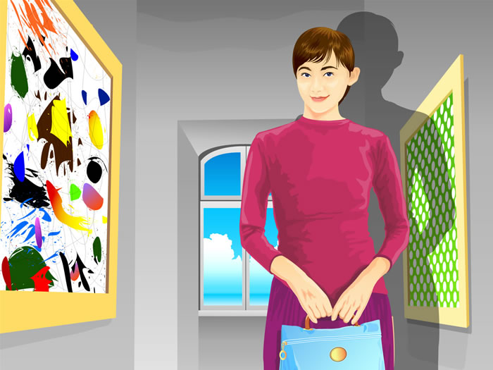 ����ʱ�в廭��Ů��ֽ����