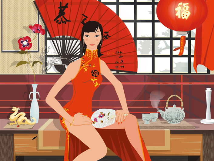 ������Ůʱ�в廭��ֽ����