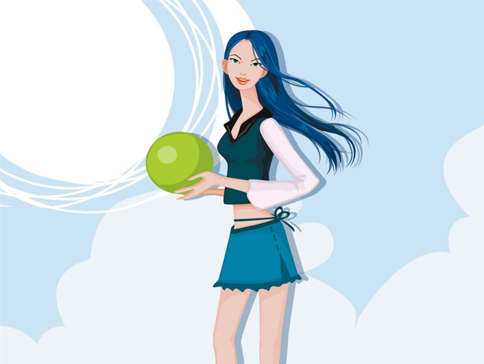 ������Ůʱ�в廭��ֽ����