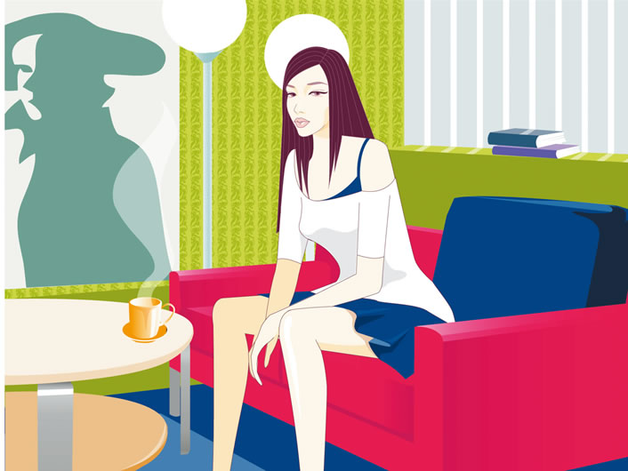 ����OL��Ůʱ�б�ֽ�廭����